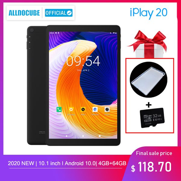 

alldocube iplay20 andorid 10,0 таблетка 10,1 дюйма окта-сердечника 4 гб озу 64 гб пзу телефонный звонок tablet pc bluetooth 5.0 типа c 6000m