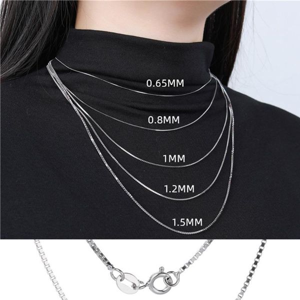 

s925 sterling plated box chain necklace w/ lobster lock-stamped s925, Silver