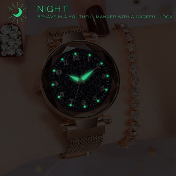

high-end new digital internet red starry watch creative luminous magnet milan quartz womens watch, Slivery;brown