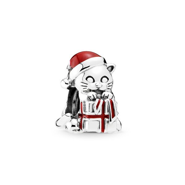 

аутентичные ale 925 sterling silver christmas kitten charm fit пандора браслеты 2020 новый модельер шарики шармов для diy изготовления ювели, Black