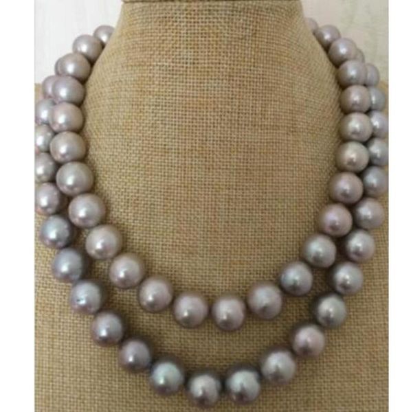 

fashion jewelry noble jewelry 11-12mm freshwater round silver grey pearl necklace