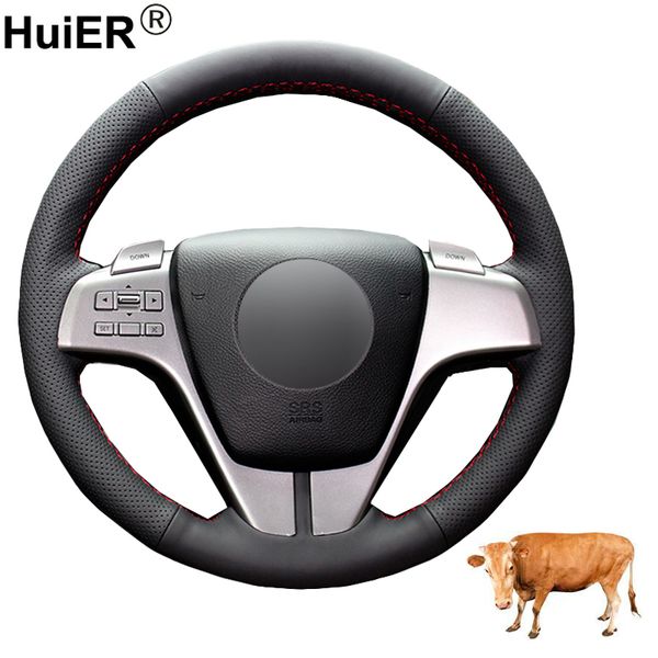 

hand sewing car steering wheel cover funda volante layer cow leather volant for 6 (gh) 2007 2008 2009 2010 2011 2012
