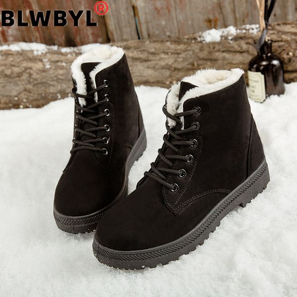 

women boots plus size 35-47 couple winter sneakers for winter boots shoes woman keep warm ankle botas mujer snow female, Black