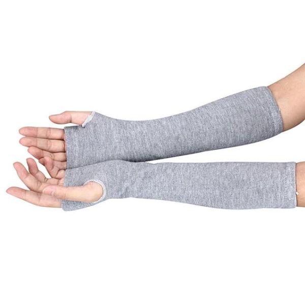 

five fingers gloves women winter wrist arm hand warmer knitted long fingerless mitten 2021 7.8, Blue;gray