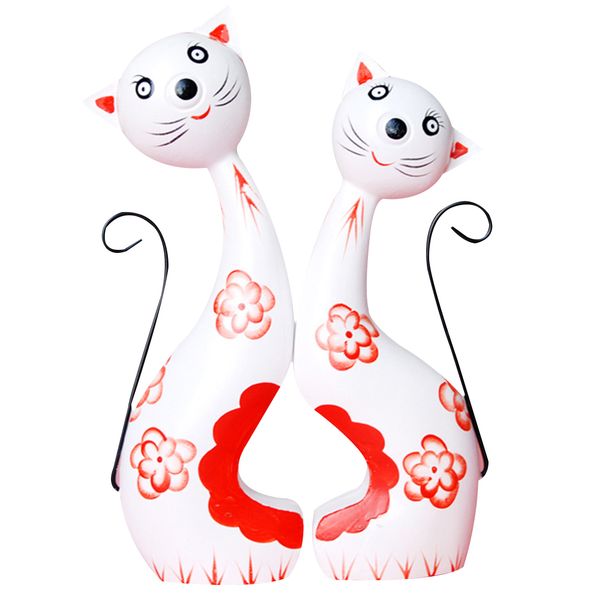 

figurines nordic cute gift craft wooden cat ornament hand carved home decoration