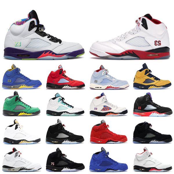

2020 new men basketball shoes alternate bel jumpman 5 5s fire red trophy room ice blue reflective tongue mens trainers sports sneakers