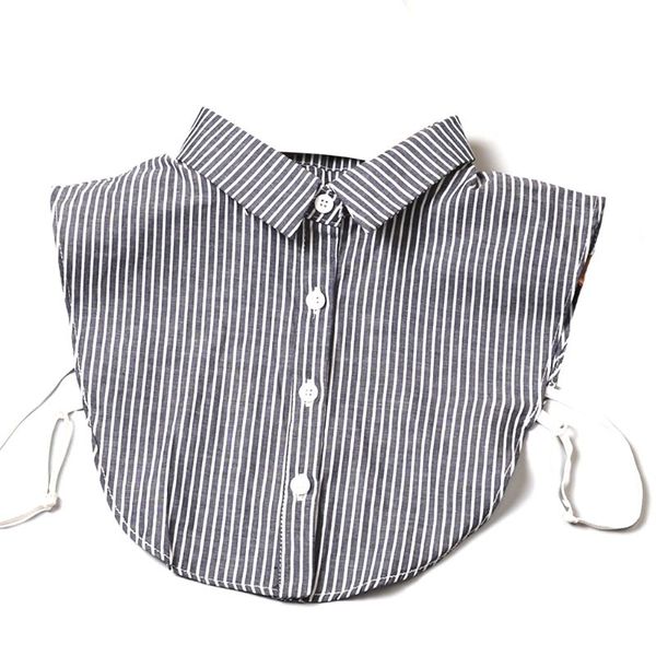 

vertical vertical striped detachable collar women/man vintage choker necklace detachable lapel shirt fake false collar clothing, Black;gray
