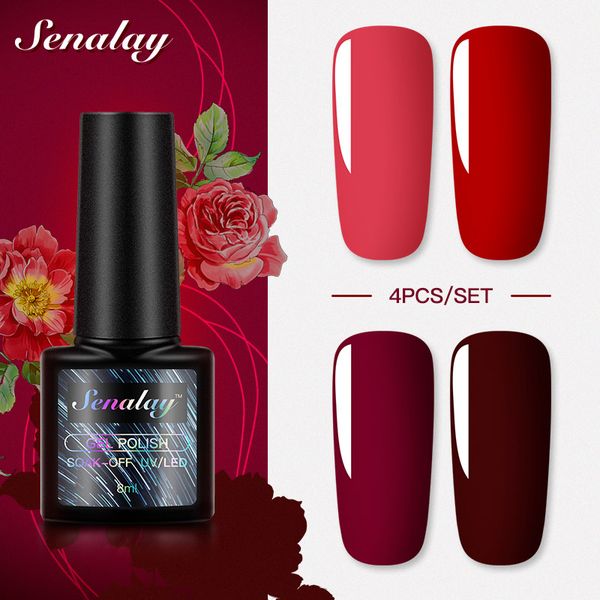 

nail art kits senalay gel polish set 4/6/10pcs 8ml classic color soak off uv manicure primer nails varnish kit