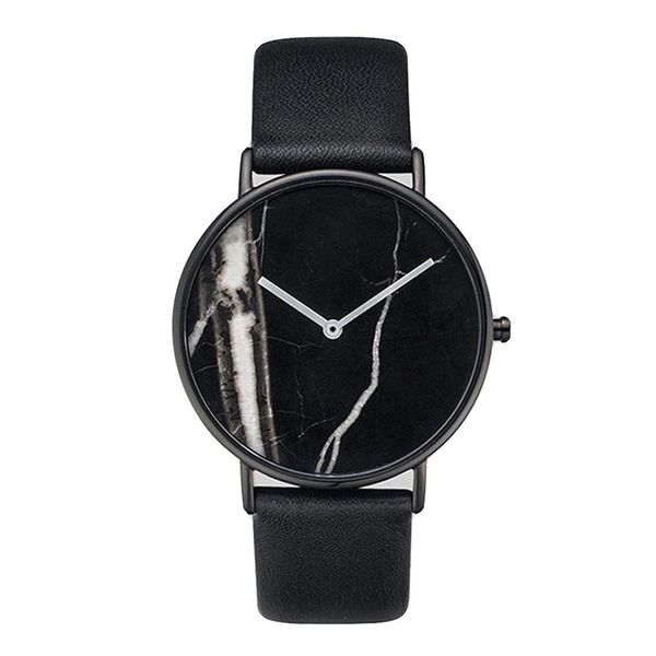 

new timer women wristwatch men simple marble surface dial quatz watch pu leather strap couple watches, Slivery;brown