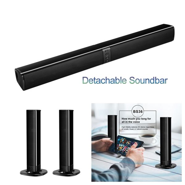 

bluetooth 4.2 separable speaker with mic built-in subwoofer home theater wireless tv 4.0 channel 3d surround sound 20w soundbar