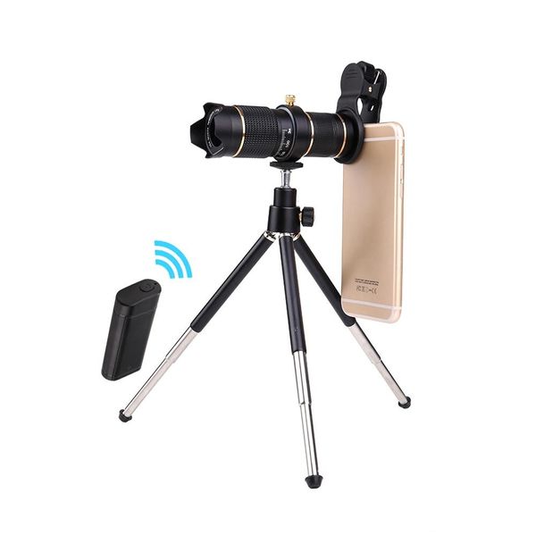 

universal clip 15x 23x zoom cell phone telep lenses with bluetooth remote control mobile telescope with metal tripod for all smartphone