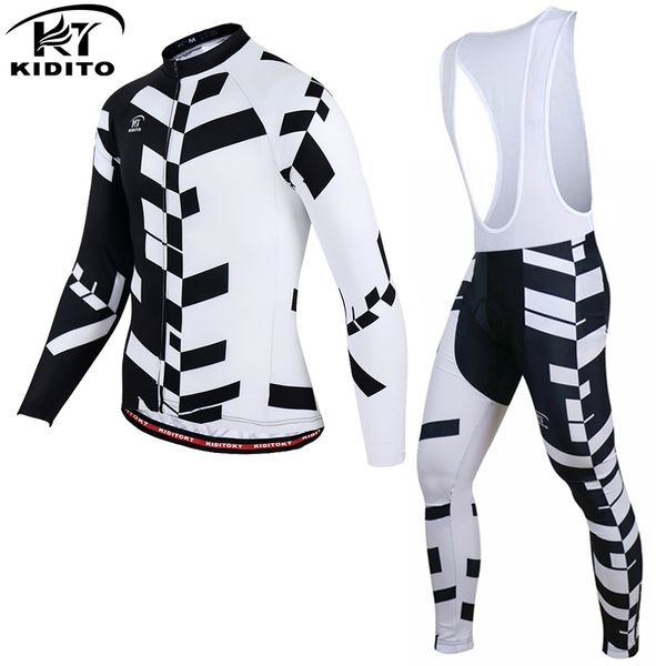 

kiditokt 2020 pro anti-uv cycling jersey set comfortable long sleeve bike cycling clothing mtb bicycle wear clothes set, Black;blue
