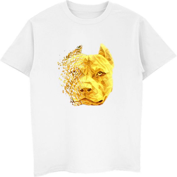 

fashion men short sleeve o-neck t shirt pit bull shattered gold designer t-shirt summer hip hop shirt tees