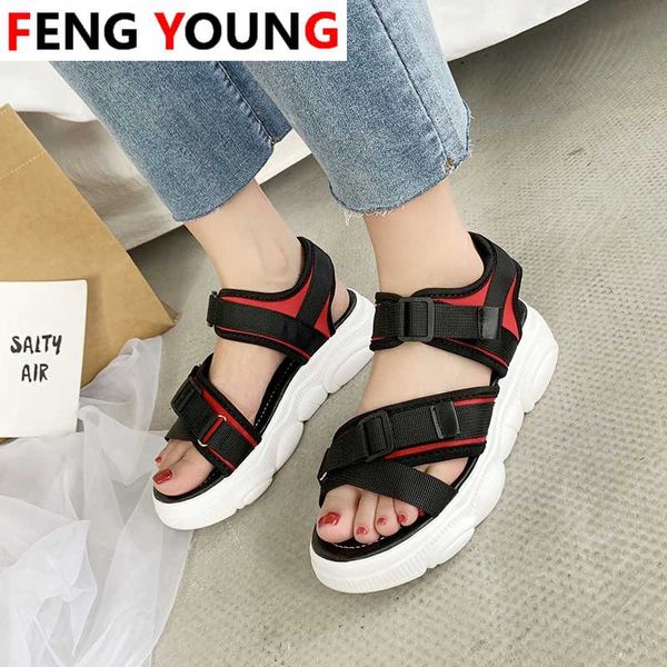 

summer women gladiator sandals block heel shoes brand woman beach platform designers open toe casual sandal black buckle strap