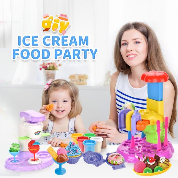

diy plasticine ice cream play house toys plasticine ice cream pattern pressing mold simulation ice cream machine creative kid birthday gift