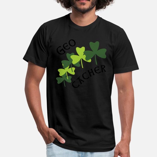 

geocacher shamrocks t shirt men character 100% cotton plus size 3xl pictures cute basic spring autumn slim shirt