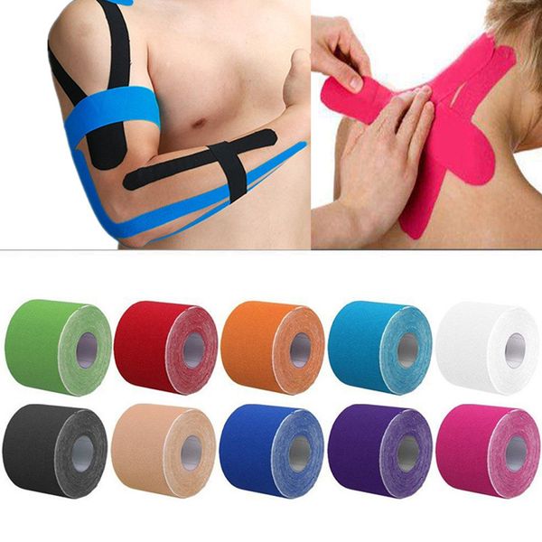 

2size kinesiology tape athletic tape sport recovery strapping gym fitness tennis running knee muscle protector scissor, Black;gray