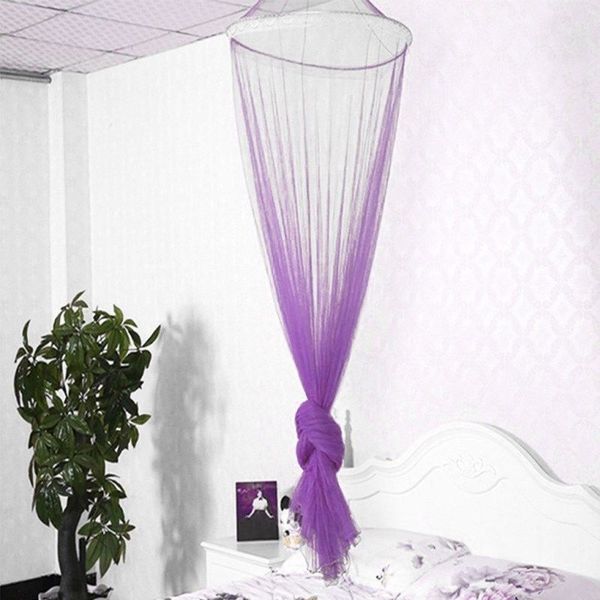 

transparent lace mosquito net bed outdoors canopy round hanging insect net thin bedroom solid mesh curtain hung dome 6 colors