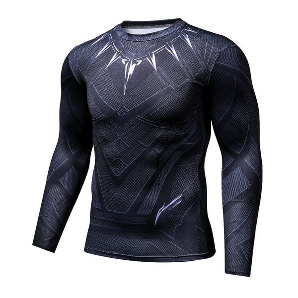 

3d printed black panther hulk fitness compression shirt men long sleeve crossfit bodybuilding t-shirt, Black;blue