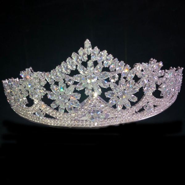 

wedding atmosphere crown headdress bridal headdress rhinestone crystal bridal party crown wedding hair ornament, Golden;silver