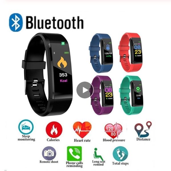 

id115 plus color screen smart bracelet sports pedometer watch fitness tracker running walking step counter heart rate pedometer smart band