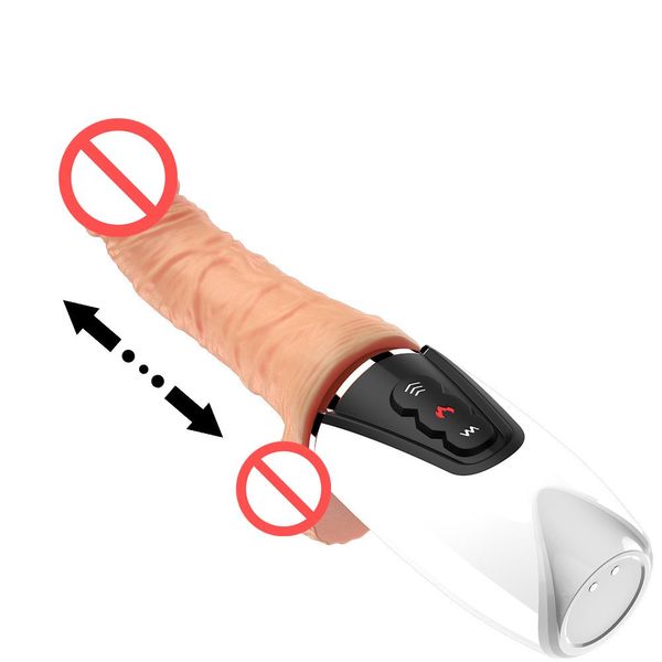 Giocattoli del sesso del vibratore del dildo realistico telescopico per la donna Silicone G spot vibratore del pene riscaldamento stimolatore del clitoride macchina del sesso J1348