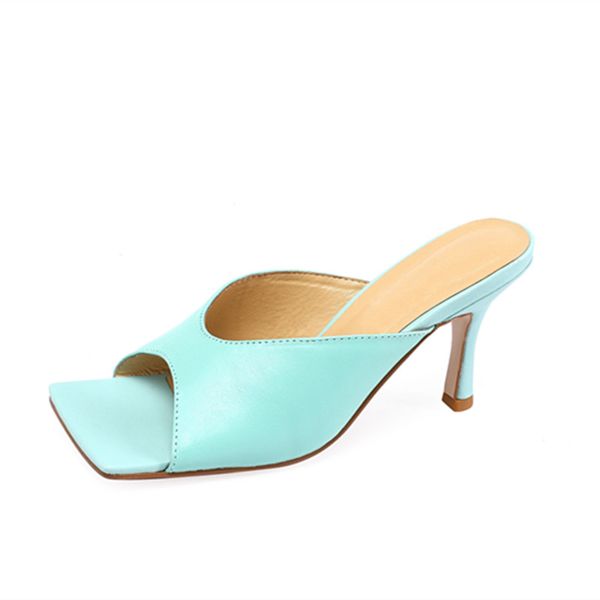 

2020 new genuine leather women slipper summer outdoor high heel slip on flip flop elegant women slides sandals size 41 42 43, Black