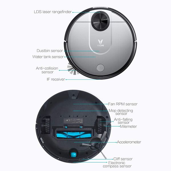 

[ru stock] viomi v2 pro robot vacuum cleaner smart cleaning high suction lds laser navigation electric control