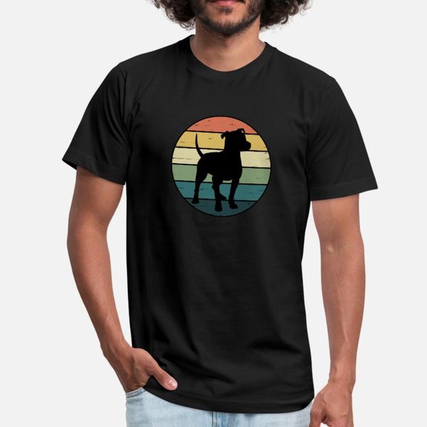 

retro rainbow pit bull dog t shirt men customized cotton o-neck leisure graphic building summer style leisure shirt