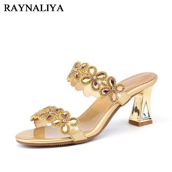 

2020 summer women's rhinestones slippers fashion hollow out high heels sandals bohemia style flip flops shoes woman xmx-a0025, Black