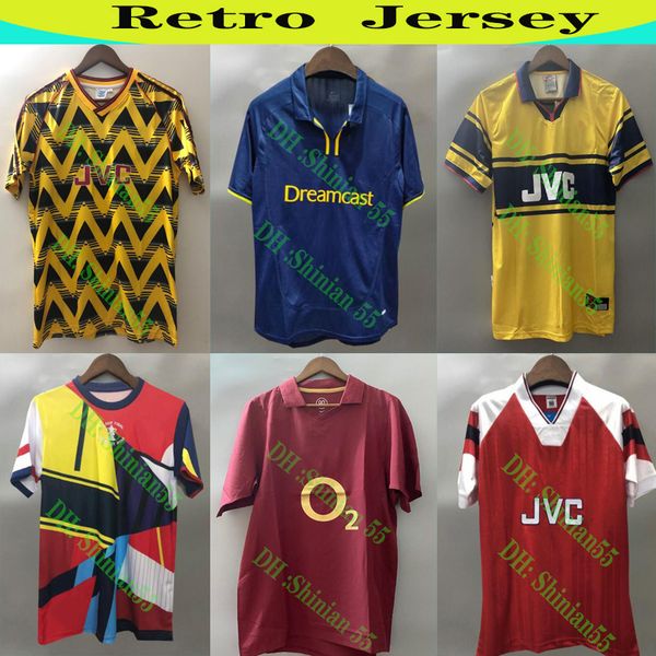 

retro bergkamp henry soccer jersey 91 94 96 97 98 01 02 04 05 06 07 08 highbury ancient maillot gunner oldest shirt, Black;yellow