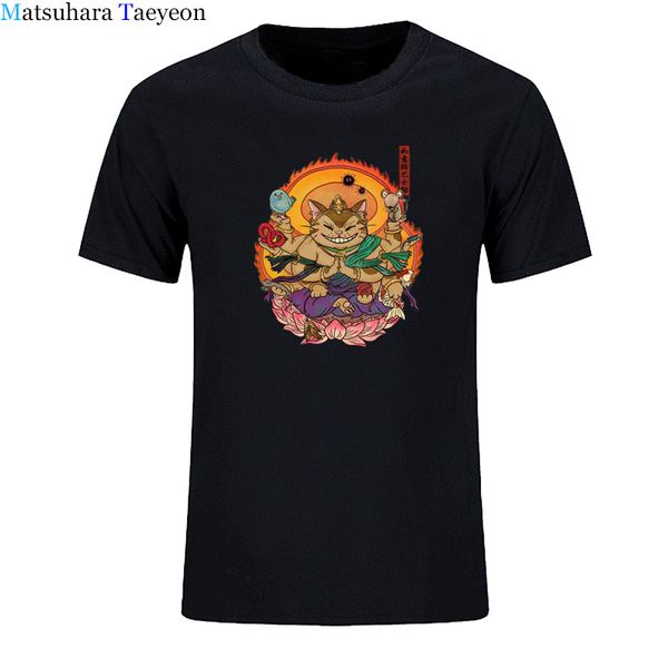 

summer samurai cat print t-shirt men streetwear japan style ukiyo cotton funny t shirts streetwear short sleeve clothes