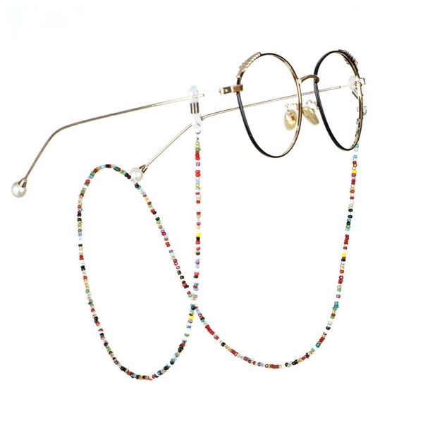 

new 55cm eyeglass chain sunglasses reading beaded glasses chain retro eyewear rope lanyards colourful chic glass cord neck strap, Silver