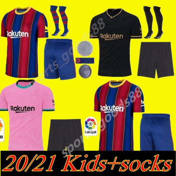

kids kit kits fc barcelona soccer jersey 2021 camiseta de futbol ansu fati 20 21 messi griezmann de jong maillots de football shirt, Black;yellow