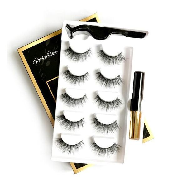 

magnetic eyeliner eyelashes kit 5 pairs magnetic eyelashes with eyeliner, tweezers