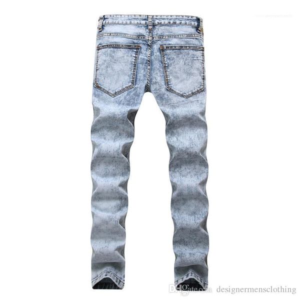 

color pants light blue skinny jeans fashion designer male apparel luxury fold trousers mens washed silod