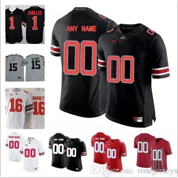 

пользовательские mens молодежи штата огайо buckeyes колледжа футбол белый красный черный персонализированный дети прошитой любое имя номер 1, Black;red