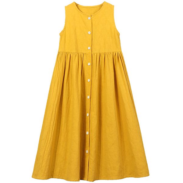 

new 2020 summer sleeveless girls dress children holiday beach dresses baby girls pure cotton dresses kids casual dress, #8607, Red;yellow