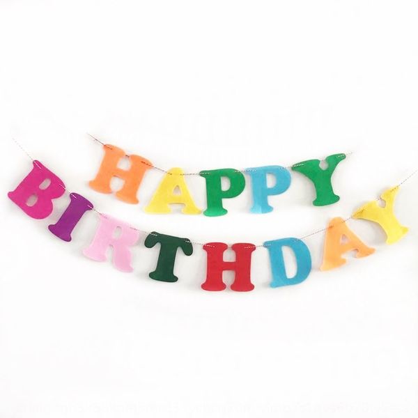 

colorful non-woven letter flag-pulling baby's one-year-old party decoration non-woven banner pull flag pull flag happy flower-pulling r