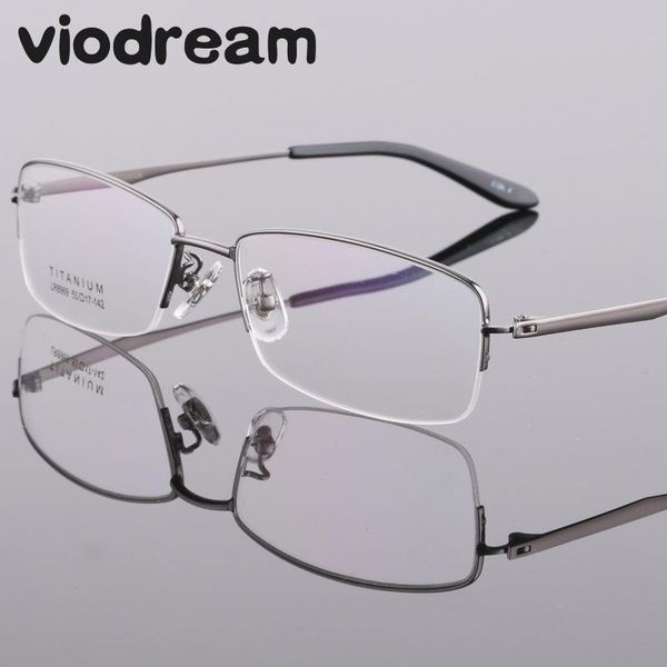 

viodream pure titanium business half myopia reading prescription glassees eyewear spectacle eyeglasses frames oculos de grau 896, Black