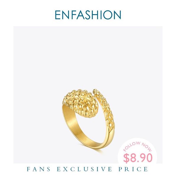 

enfashion pyramid curved ring gold color stainless steel statement open snake rings for women 2020 fashion jewelry bague r204063, Golden;silver