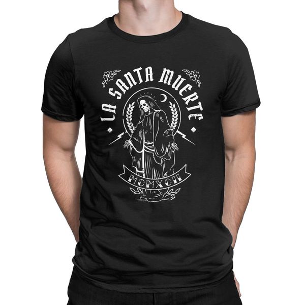 

novelty la santa muerte t-shirts for men round collar pure cotton t shirts skull short sleeve tee shirt gift idea clothes