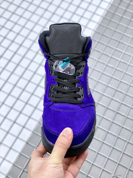 

est air authentic 5 alternate grape men basketball shoes 5s grape ice black clear new emerald suede man sports sneakers 136027-500