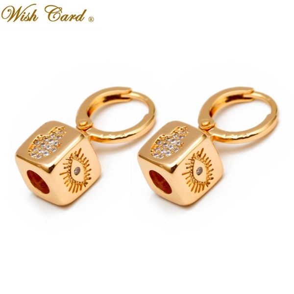 

stud wish card vintage earrings jewelry gift square geometric earring women micro pave luxury for party bd186, Golden;silver