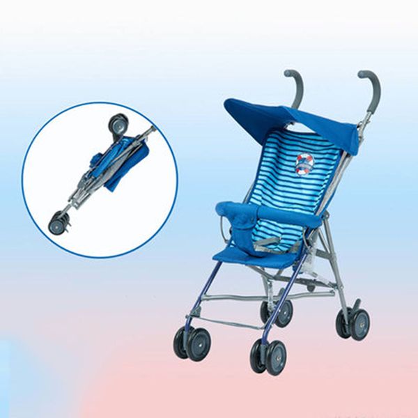 

baby stroller four wheels with awning breathable mesh mat travel summer lightweight child folding portable trolley
