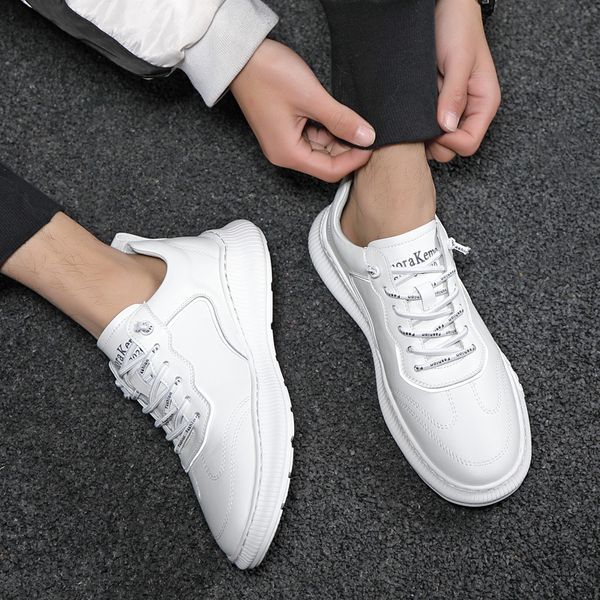 

men casual shoes fashion sneakers lace-up vulcanize flats shoes low-cut skateboarding classics style white color *, Black
