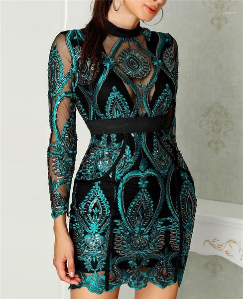 

bodycon dresses sequins see through embroidery female party dresses summer floral ladies pencil dresses 2020 spring womens, White;black