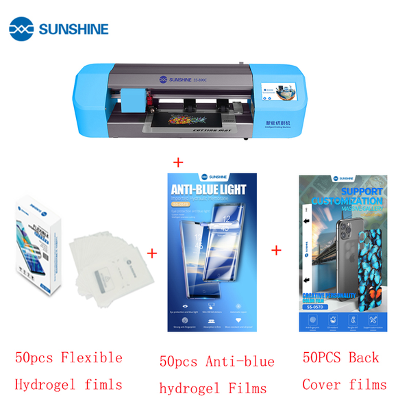 

sunshine ss-890c auto cutting machine ss-057 ss-057b flexible hydrogel film for screen front protective back film cut sticker