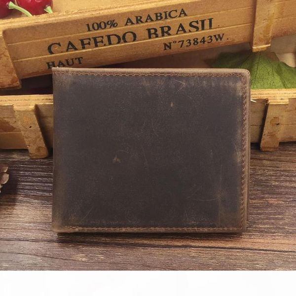 

mens short wallet genuine leather crazy horse dark brown leather vintage purses new design, Red;black