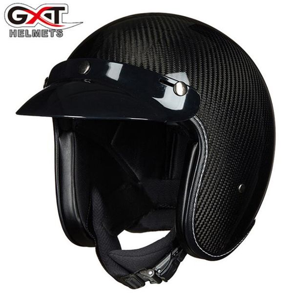 

carbon fiber 3/4 open face motorcycle helmet dot approved moto helmet light weight and no mushroom head